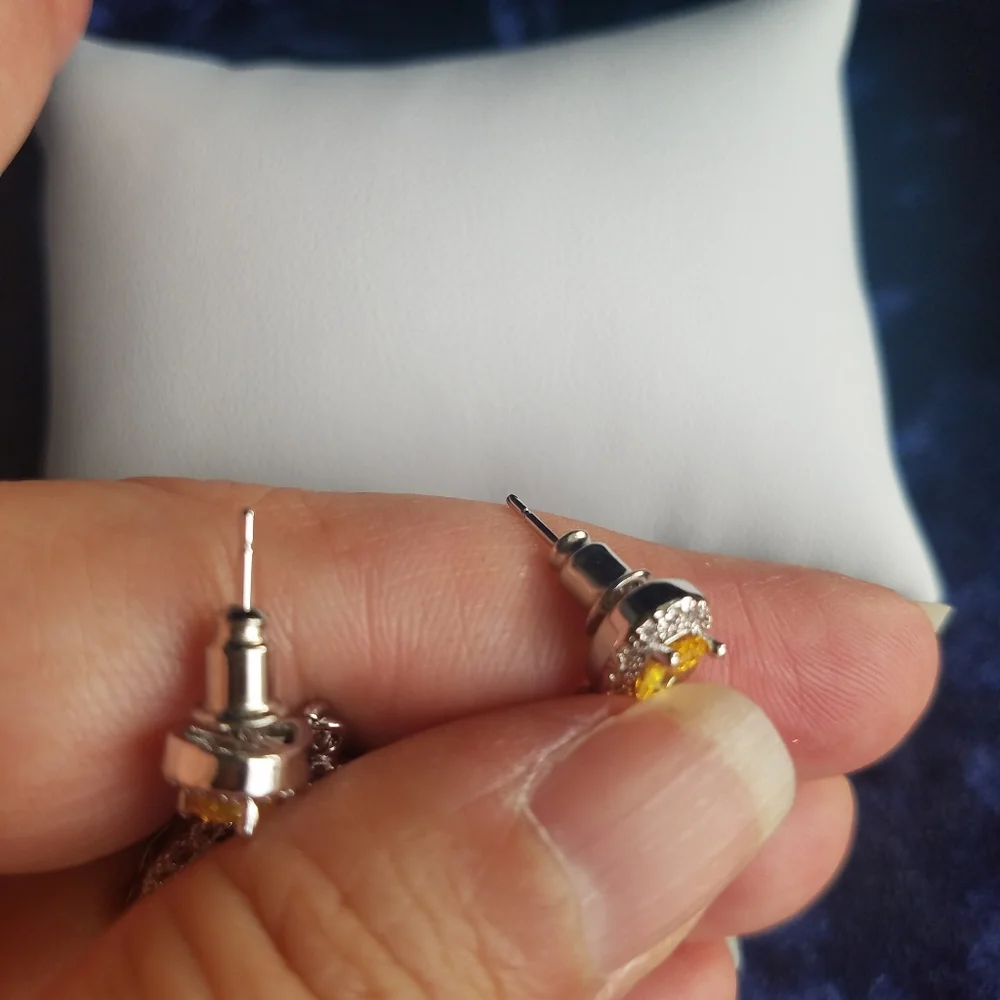 Swarovski Elements 925 Sterling Silver Large Yellow Citrine Teardrop Earrings - Picture 10 of 12